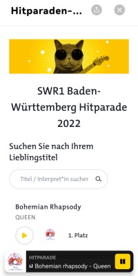 Bohemian Rhapsody gewinnt SWR1 Baden-Württemberg Hitparade 2022