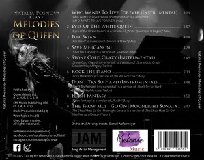 Natalia Posnova: Melodies of Queen - Backcover, außen